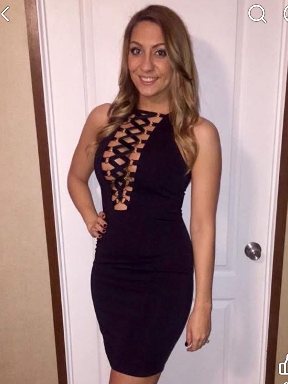 Black Lace-Up Front Mini Dress